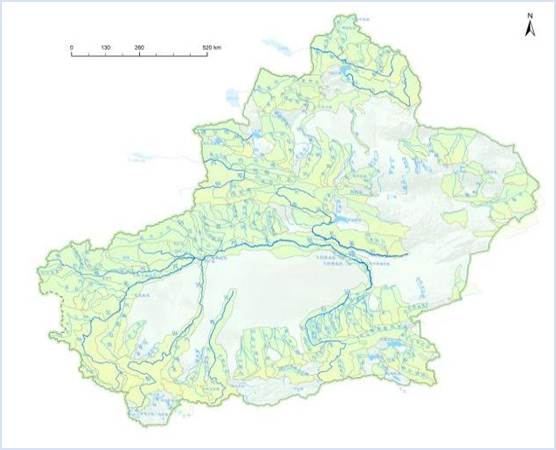 新疆集水面积 3000 平方千米及以上(四级集水分区)图 -兰伯特投影20250822